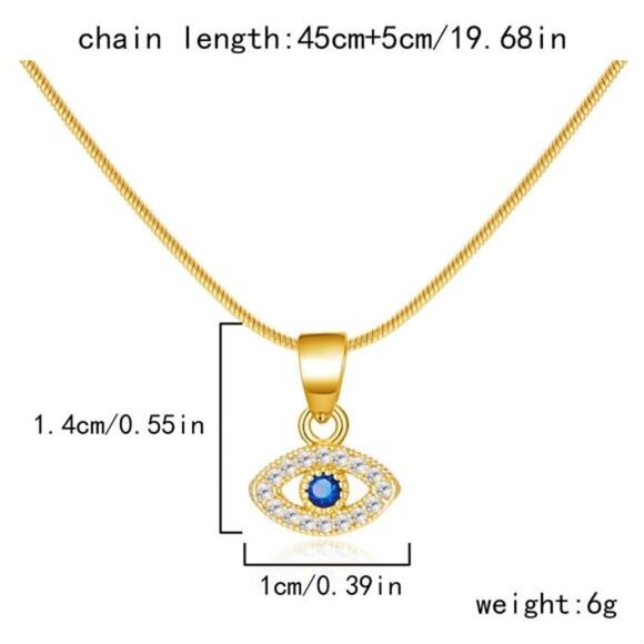 18K Gold-Plated Necklace with Rhinestone Pendant - Picture 4 of 4